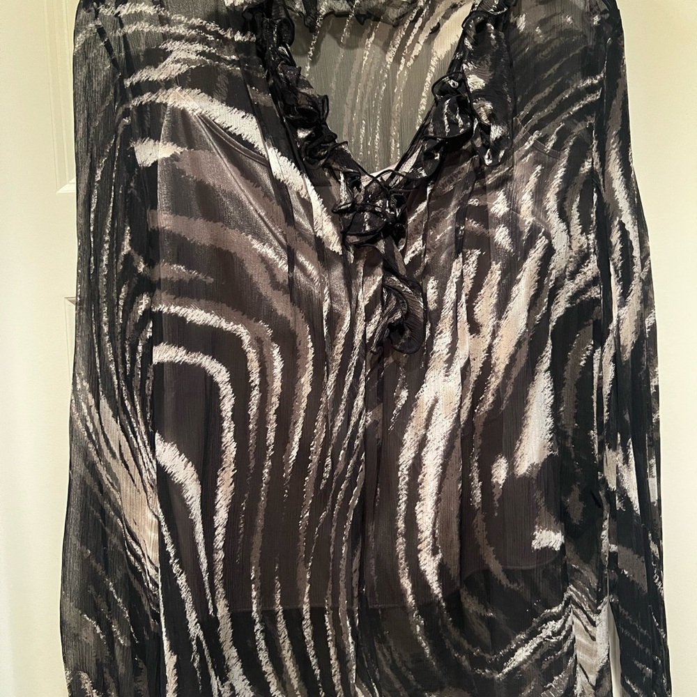 T Tahari Black and White Zebra Print Blouse